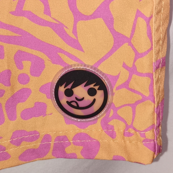 Mens Neff Orange Pink Blue Animal Print Drawstring Swim Trunks Size Medium - Picture 3 of 11